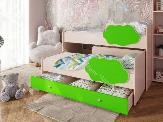 Ящик для кровати Соник, млечный дуб/лайм