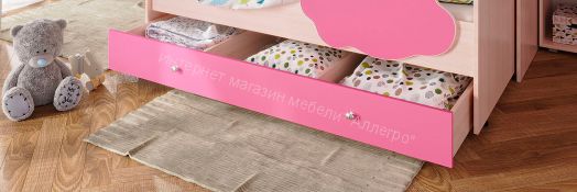 Ящик для кровати Соник, млечный дуб/розовый