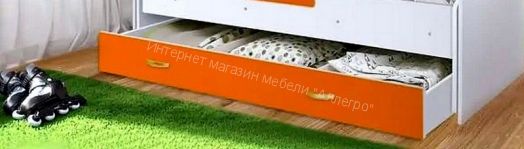 Кровать выкатная "Радуга" (Матрешка) 80х160 без ящика Белый, Оранжевый