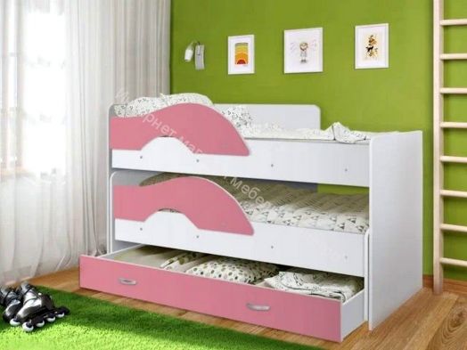 Ящик для кровати "Радуга" (Матрешка), белый/розовый