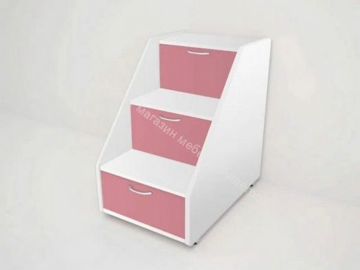 Кровать 2-х ярусная выкатная "Радуга" (Матрешка) 80х160 без ящика Белый, Розовый