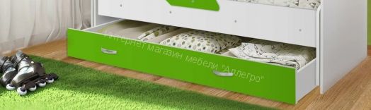 Кровать 2-х ярусная выкатная "Радуга" (Матрешка) 80х160 без ящика Белый, Лайм