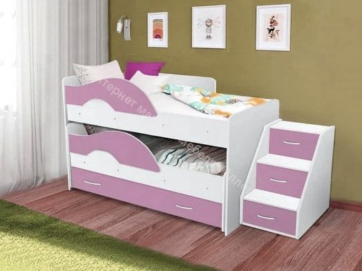 Лестница для кровати "Радуга" (Матрешка), белый/ирис