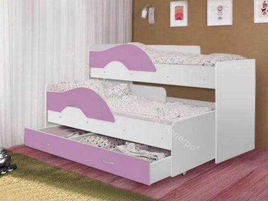 Ящик для кровати "Радуга" (Матрешка), белый/ирис