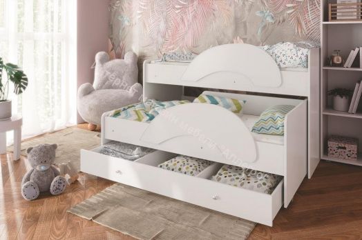 Ящик для кровати "Радуга" (Матрешка), белый/синий