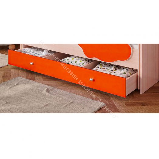 Ящик для кровати "Радуга" (Матрешка) 190 млечный дуб/оранжевый