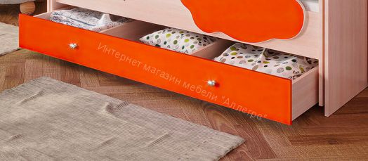 Ящик для кровати "Радуга" (Матрешка) 190 млечный дуб/оранжевый
