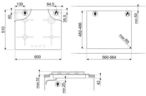 Варочная поверхность Smeg PV864PO