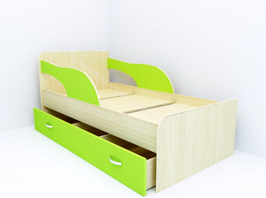 Кровать "Максимка" на щитах млечный дуб, млечный дуб