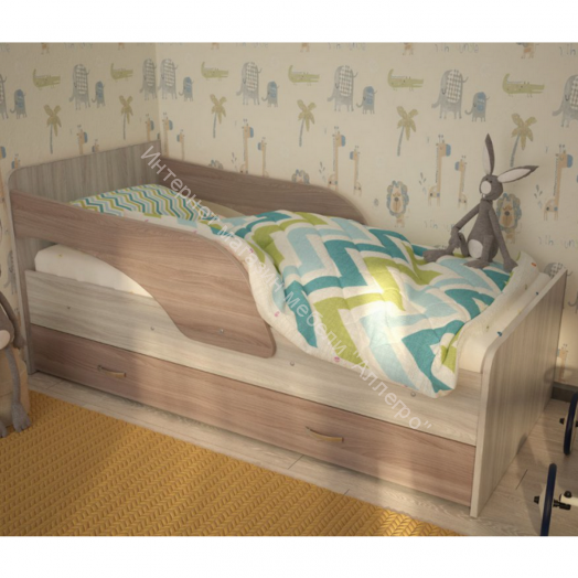 Кровать "Максимка" на щитах ясень шимо светлый/ясень шимо тёмный