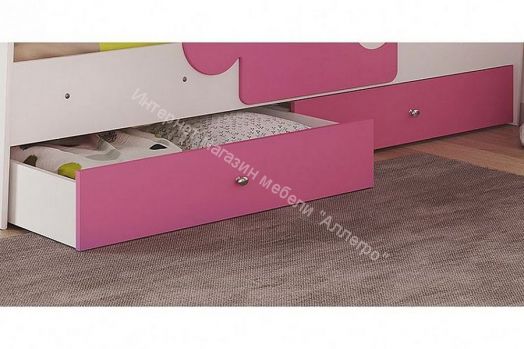Ящики для кроватей "Мозаика", "Тетрис", "Мая", "Умка", "Сафари" (2 шт. в комплекте), Белый/Розовый