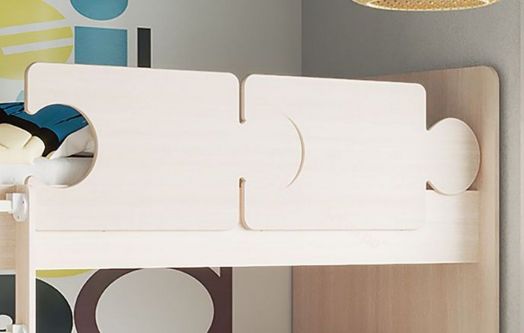 Кровать Мозаика 800*1900 на ламелях с ящиками и бортиками, млечный дуб/млечный дуб