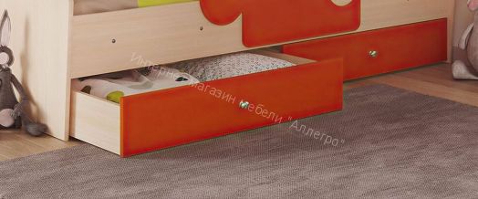 Ящики для кроватей "Мозаика", "Тетрис", "Мая", "Умка", "Сафари" (2 шт. в комплекте), Млечный дуб/Оранжевый