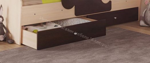 Кровать Мозаика 800*1900 на ламелях с ящиками и бортиками, млечный дуб/венге