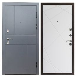 Входная дверь с терморазрывом Termo-door (Термодор) Вертикаль Grey Лучи Белый софт Металлическая
