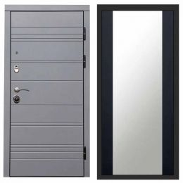 Входная дверь Termo-door Grey line Зеркало Черный Кварц+Тонировка