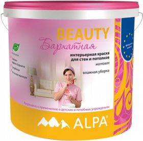 Краска Интерьерная Alpa Beauty 2л Белая, Бархатная, Латексная, Суперстойкая с Эффектом Бархата / Альпа Бьюти