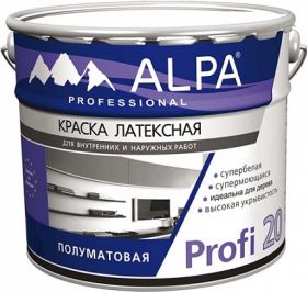 Краска Латексная Alpa Profi 20 2.5л Супербелая, Супермоющаяся