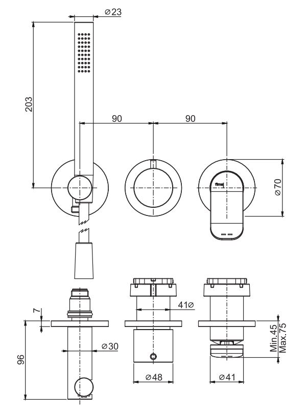 Fima carlo frattini смеситель для душа Flo F3819WX8 схема 2