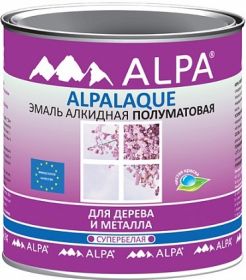 Эмаль для Дерева и Металла Alpa Alpalaque 0.5л Полуматовая, Алкидная, Белая / Альпа