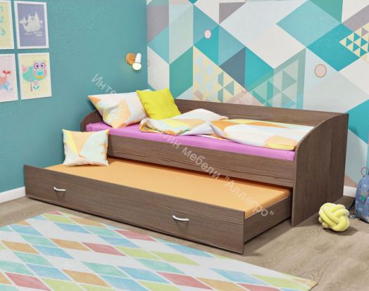 Кровать двухъярусная выкатная, 0,8/0,9х1,9/2,0 м, Бодего темный