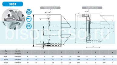 Патрон токарный специальный 3867-110 ф110 для заточки сверл Bison-Bial