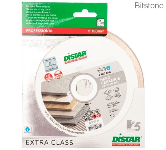Диск алмазный сплошной DiStar Hard ceramics (керамогранит, керамик) 180мм/25,4 (11120048014)