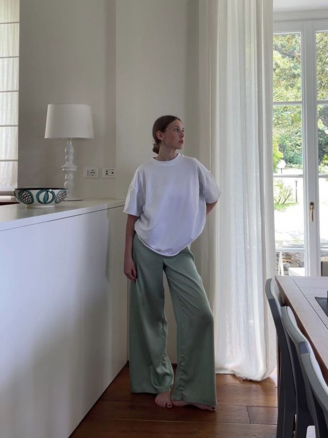 Брюки бесшовные из бамбука фисташка