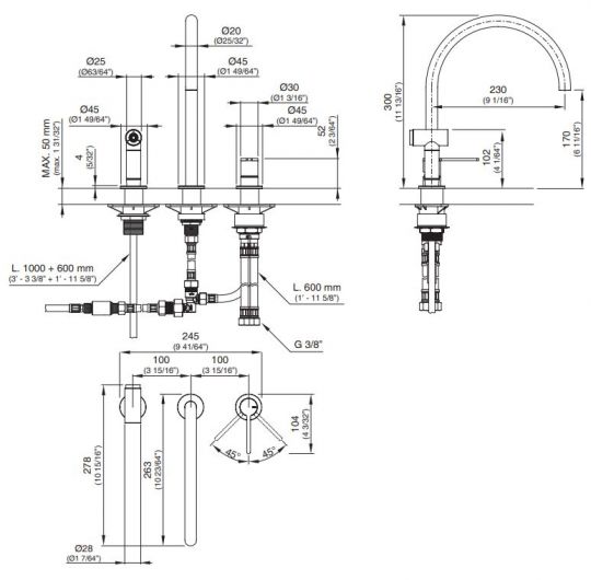 Смеситель для кухонной мойки Cea Design INV 87 схема 2