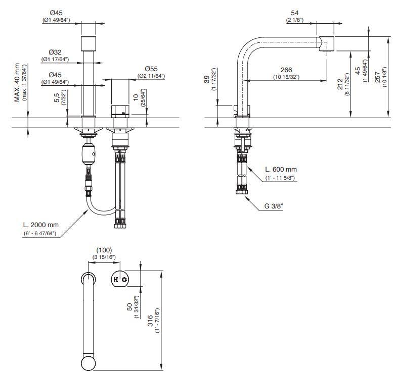 Смеситель для кухонной мойки Cea Design NEU 55 схема 4