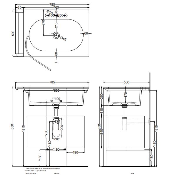 Комплект мебели Cielo Kyros 78х50 схема 6