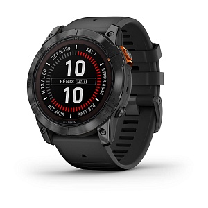 Умные часы Garmin Fenix 7X Pro Solar Edition серый корпус c черным ремешком