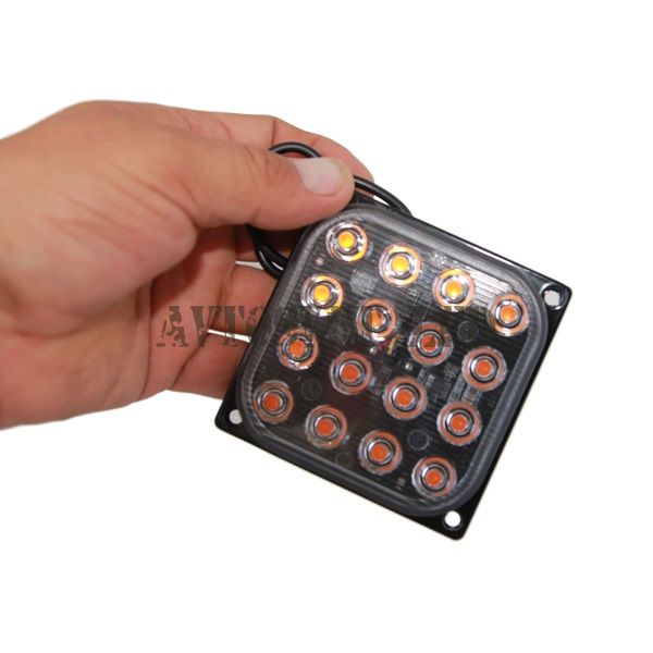 Врезная оранжевая фара стробоскоп AN13-16W