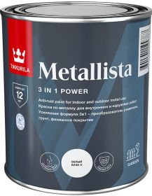 Краска по Ржавчине Tikkurila Metallista Гладкая 0.4л для Внутренних и Наружных Работ / Тиккурила Металлиста Гладкая