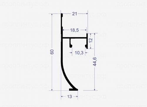 Теневой радиусный плинтус SC 1813 чёрный