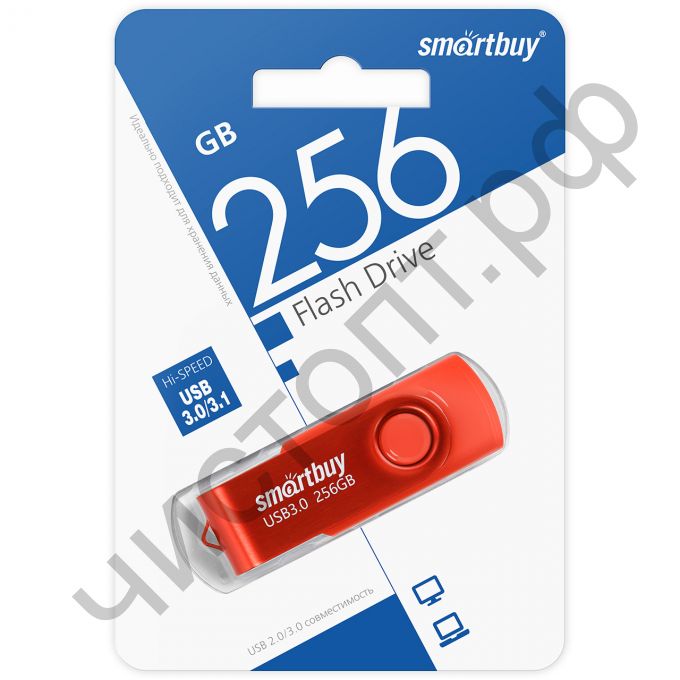 флэш-карта USB 3.0/3.1 Smartbuy 256GB Twist Red (SB256GB3TWR)