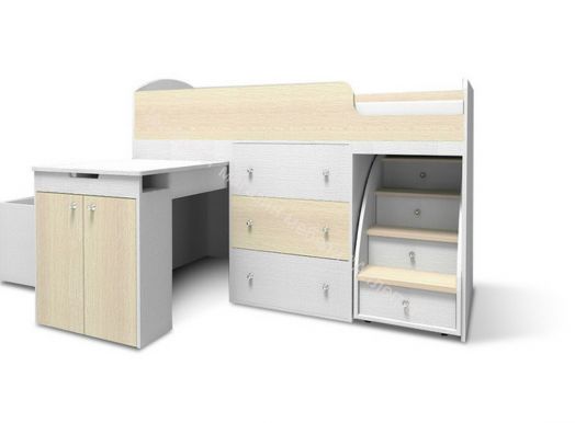 Кровать Малыш 70*160 МАЛЫЙ, Белое дерево/Дуб молочный