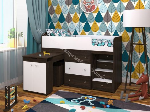 Кровать Малыш 70*160 МАЛЫЙ, Венге/Белое дерево