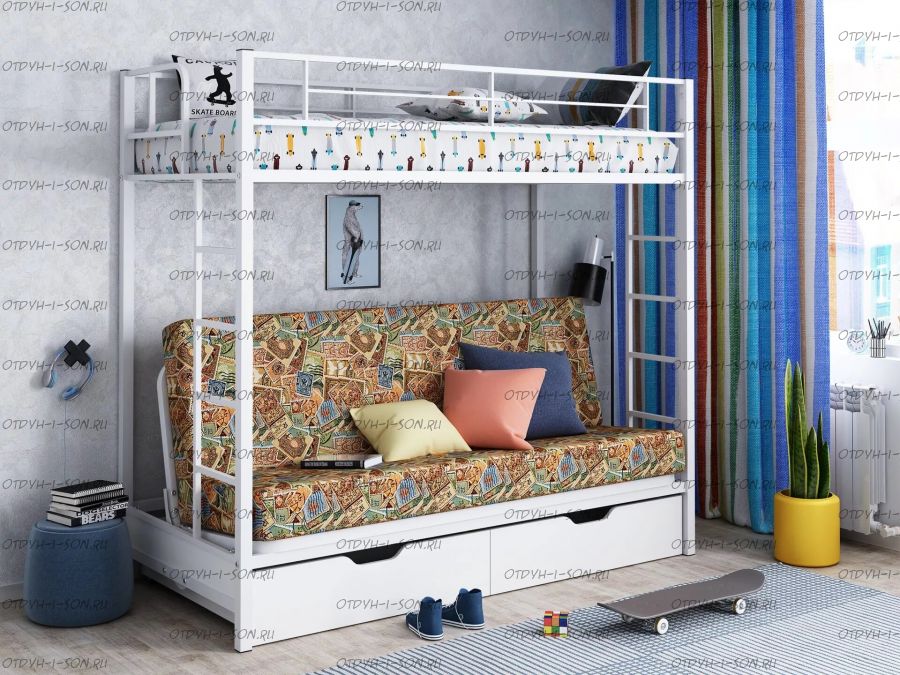 Кровать двухъярусная с диваном Мадлен ЯЯ ФМ