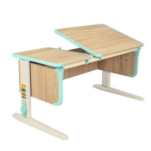 ДСУТ42-2-2-2 Растущая парта-трансформер одноместная (ЛДСП дуб, опора бежевый)