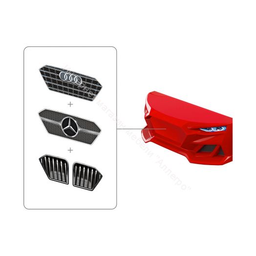 Кровать-машинка Romack Dynamic ламели+Подсветка фар+Объёмный капот Красная