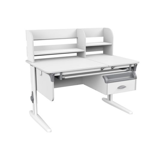 ДСУТ62-PRO-1-7-2 Растущая парта одноместная с тумбой (ЛДСП белый, опора белый)