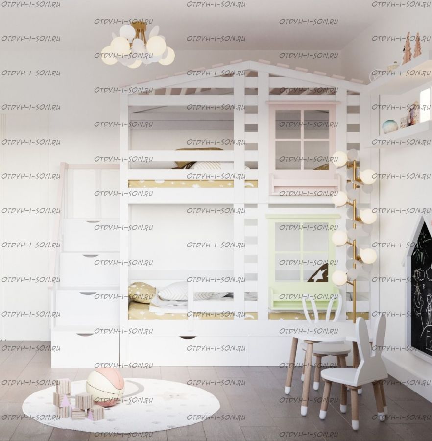 Кровать двухъярусная, Кровать-домик Roof №40YA