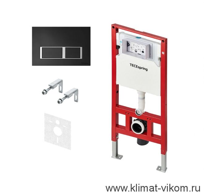 Комплект ТЕСЕspring, панель смыва с прямоугольными кнопками, черный матовый