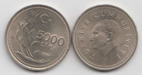 Турция 5000 лир 1992-1994 UNC