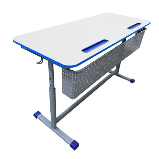 ЛСОШ-13 Стол ученический 2-местный регулируемый по высоте и наклону столешницы (ЛДСП Белый)