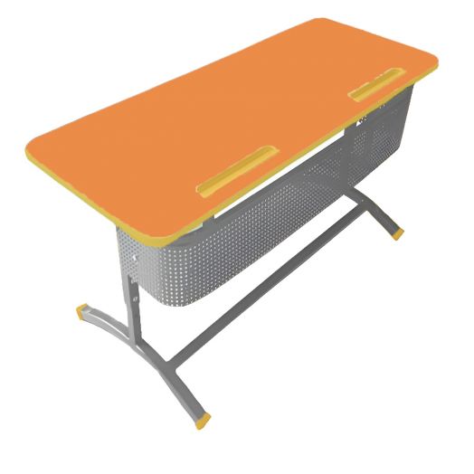ЛСОШ-18 Стол ученический 2-местный регулируемый по высоте и наклону столешницы (ЛДСП Оранжевый)
