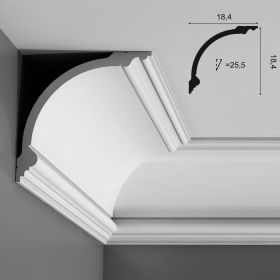 Карниз Гладкий Orac Decor С338 Д200xШ18.4xВ18.4 см Лепнина из Полиуретана / Орак Декор.*