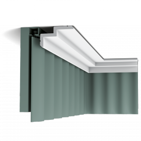 Карниз Скрытый для Штор Orac Decor С390 Д200xШ10xВ6 см Лепнина из Полиуретана / Орак Декор.