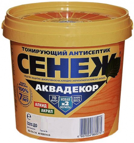 Антисептик Тонирующий Сенеж Аквадекор 0.9кг Бесцветный для Наружных и Внутренних Работ.
